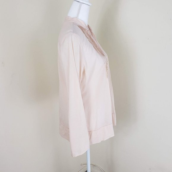 J.Jill Pleated Sheer Pintuck Top Blush Pink Small - Picture 3 of 9